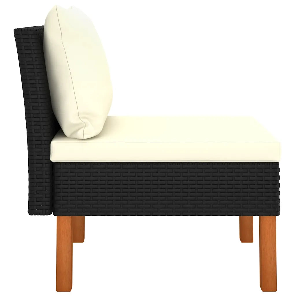 Poltrone Centrali 3 pz Polyrattan e Legno Massello di Eucalipto CFW9511754