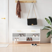 Panca Porta Scarpe-Sgabello-Panca Scarpiera Bianca 102x35x55 cm in Legno Multistrato 862442