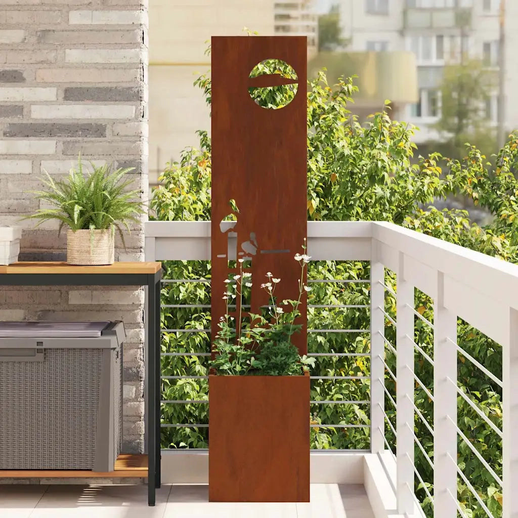 vidaXL Vaso da Giardino con Pannello Decorativo Ruggine 32 x 140 cm