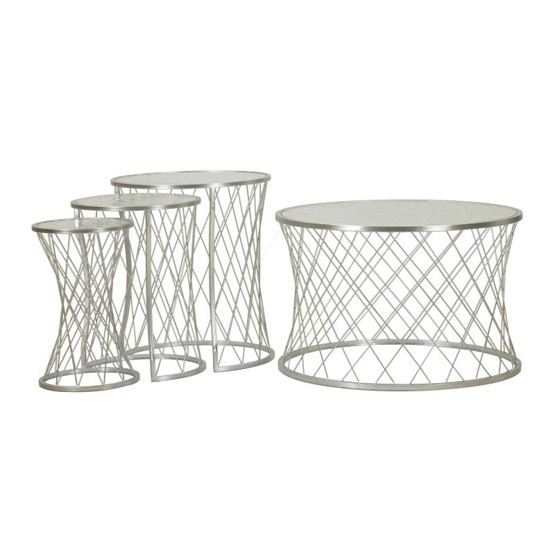 Tavolinetti Noah Silver Set 4 Pz cm ø 70x45-47x54,5-36x50-28x45
