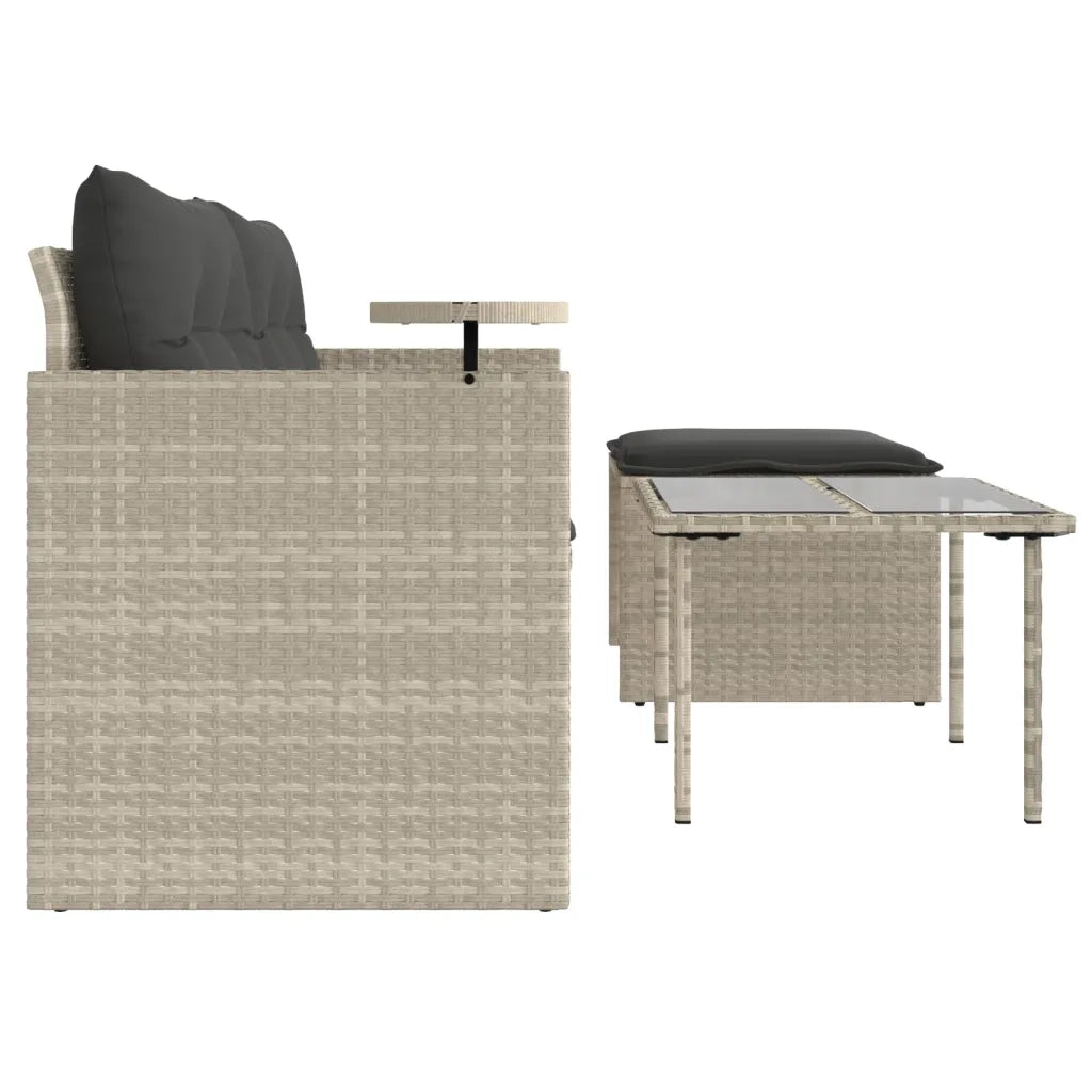Set Divano da Giardino 3pz | Set Salotto da Giardino con Cuscini Grigio Chiaro Polyrattan