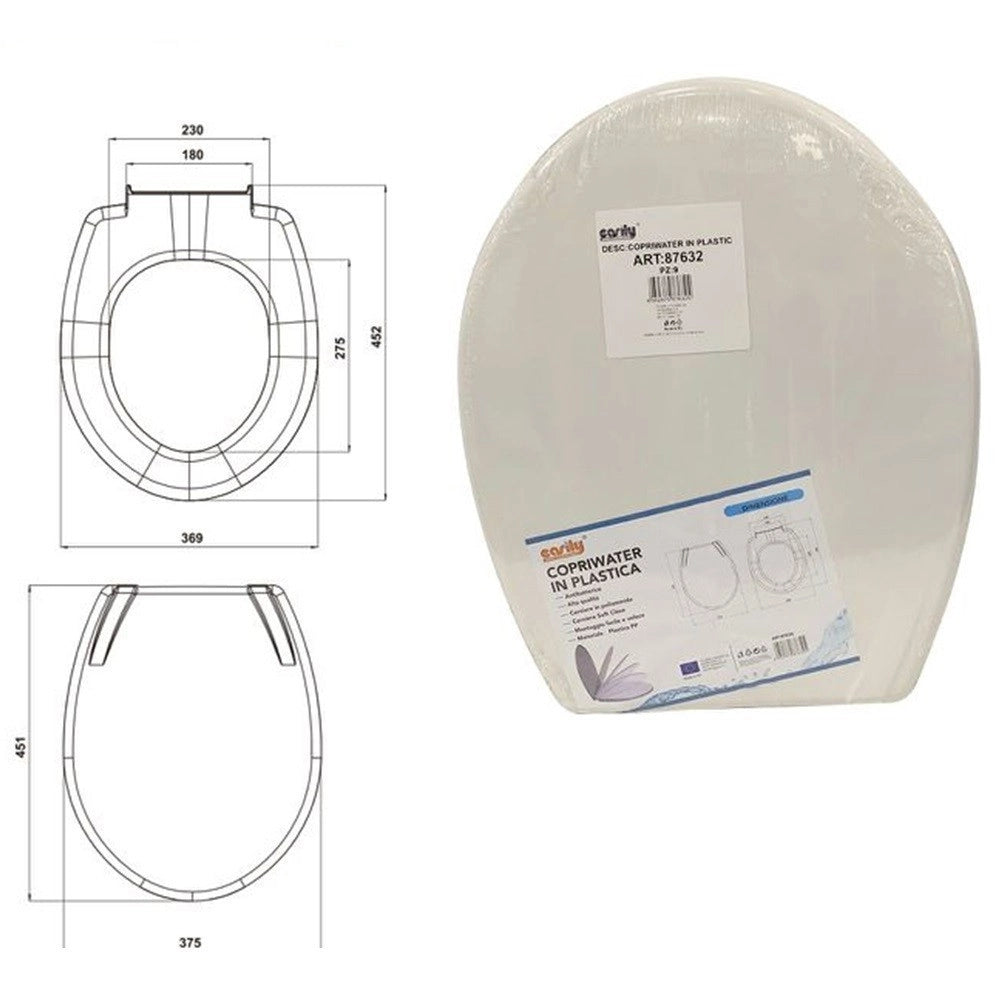 Trade Shop - Copriwater Sedile Wc Water Bagno In Plastica Magnolia Soft Close Bianco 87632 -