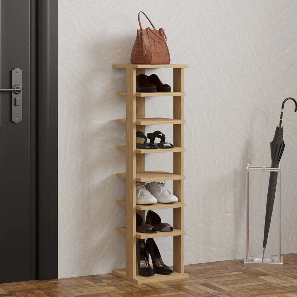 Scarpiera in legno "Ayka" - 30 x 30 x 110 cm - Beige