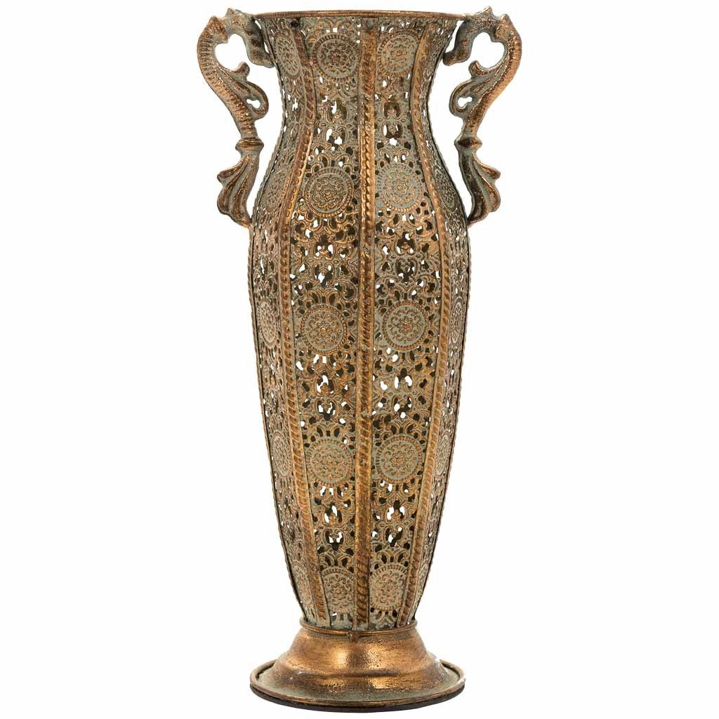 Vaso in metallo dorato 15,5x11,5x34h