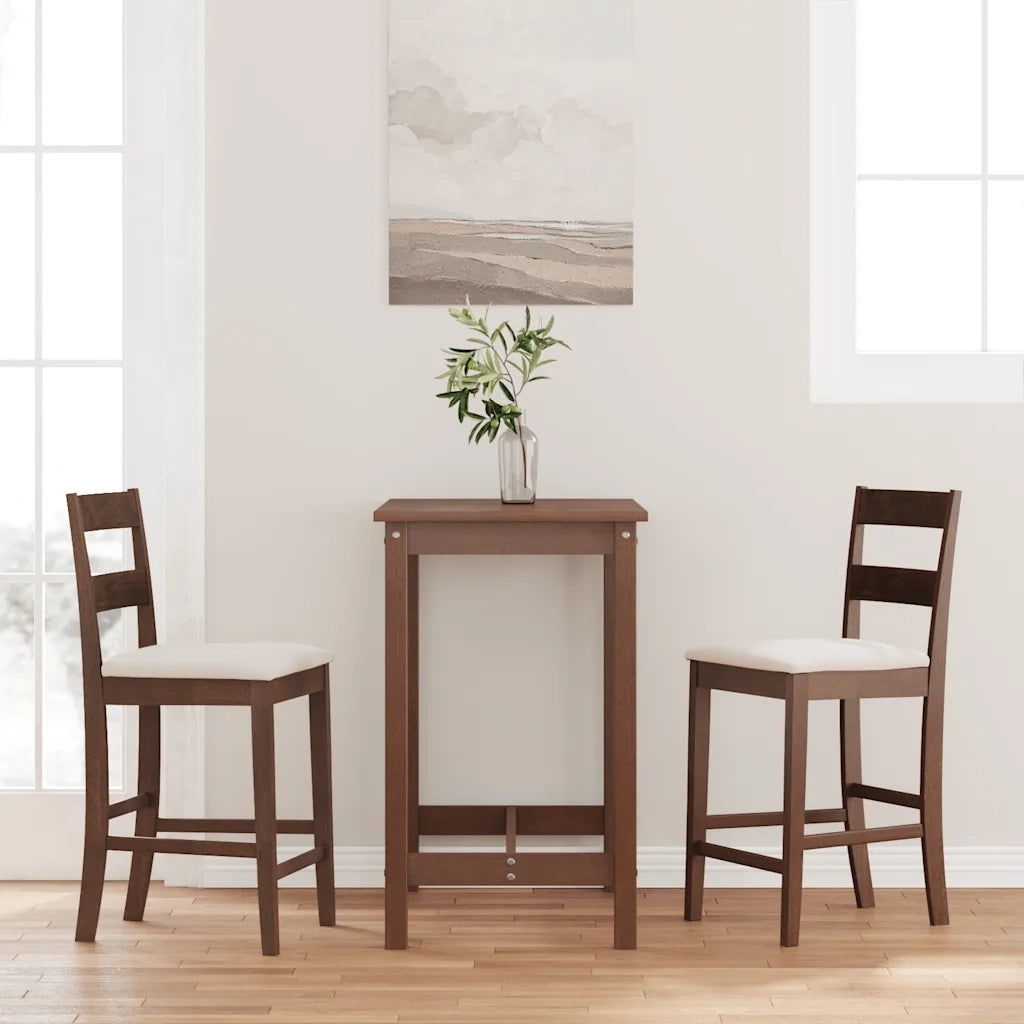 Sgabelli da Bar con Cuscini 2pz Marrone Legno Massello di Hevea 4102555