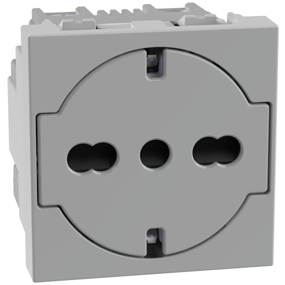 Presa flat Schuko Standard Bticino MATIXGO P40 2 moduli grigia JG4140A16F