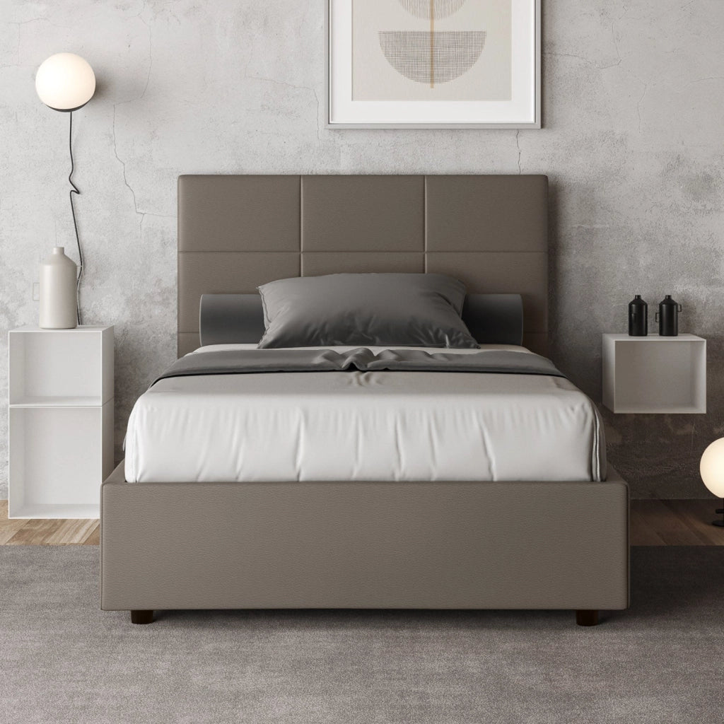 Letto 1 Piazza e Mezzo 120x210 cm con Rete Mika Cappuccino