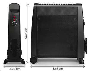 Radiatore Elettrico Romeo 1000-2000 W Calore su 3 Lati con Pannello in Mica Nero