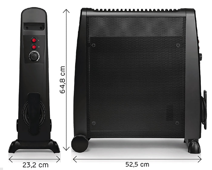 Radiatore Elettrico Romeo 1000-2000 W Calore su 3 Lati con Pannello in Mica Nero