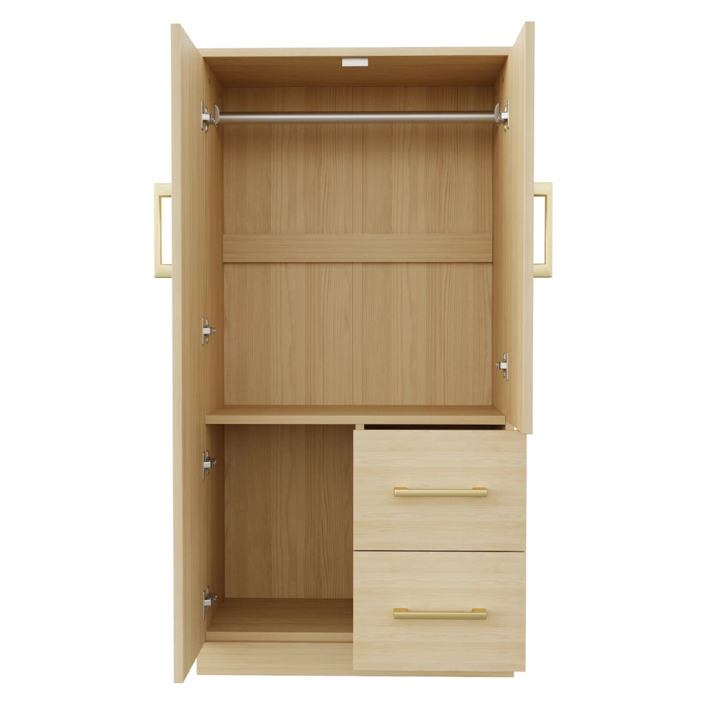 Armadio con 2 ante, 2 cassetti e vano contenitore per camera da letto e stanza bambini 70 × 40 × 135 cm