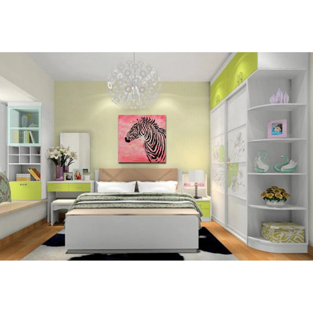 Quadro dipinto a olio su tela Zebra pop art 70x70 cm — fatto a mano