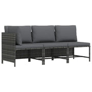 Set Divani da Giardino 3 pz con Cuscini in Polyrattan Grigiocod mxl 95411