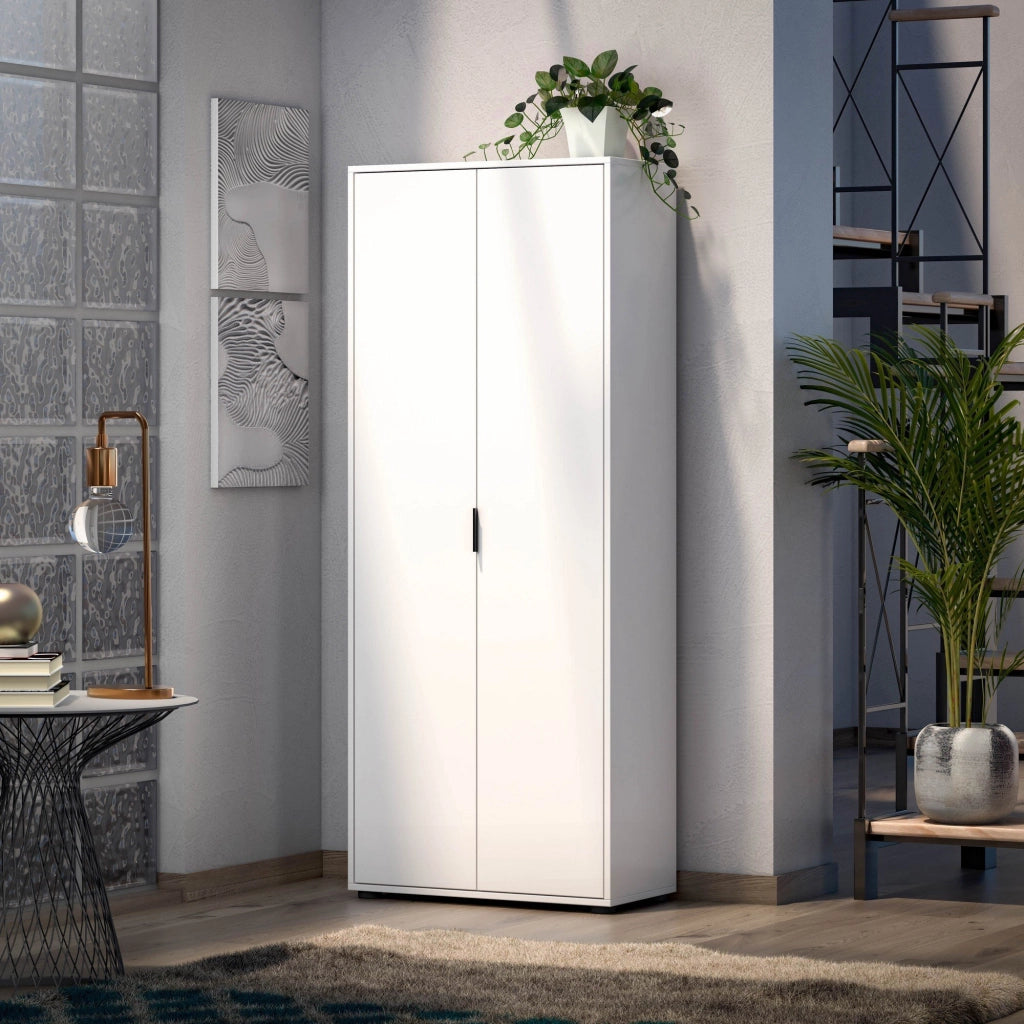 Angitolar, Armadio Multiuso 2 Ante 6 Ripiani Made in Italy, 72.5x180h cm Bianco Lucido