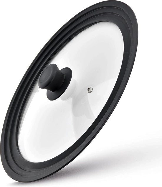 Detersivo per pentole, coperchio universale in silicone per pentola, coperchio spazievitore, 1 x coperchio, 3 x misure, coperchio in vetro robusto, resistente a lavastoviglie e forno (28/30/32)