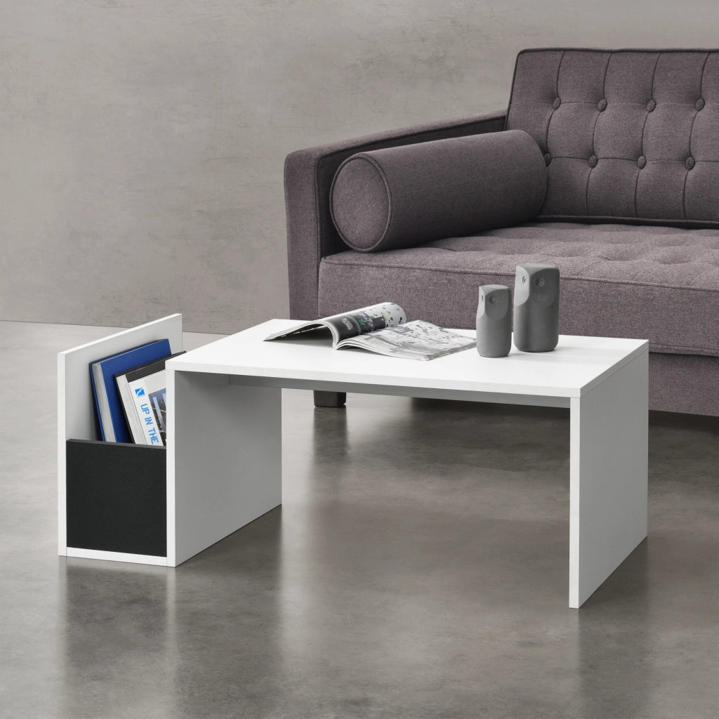 Tavolino da Salotto Bollnäs con Vano Aperto Laterale 90 x 45 x 35 cm - Bianco [en.casa]