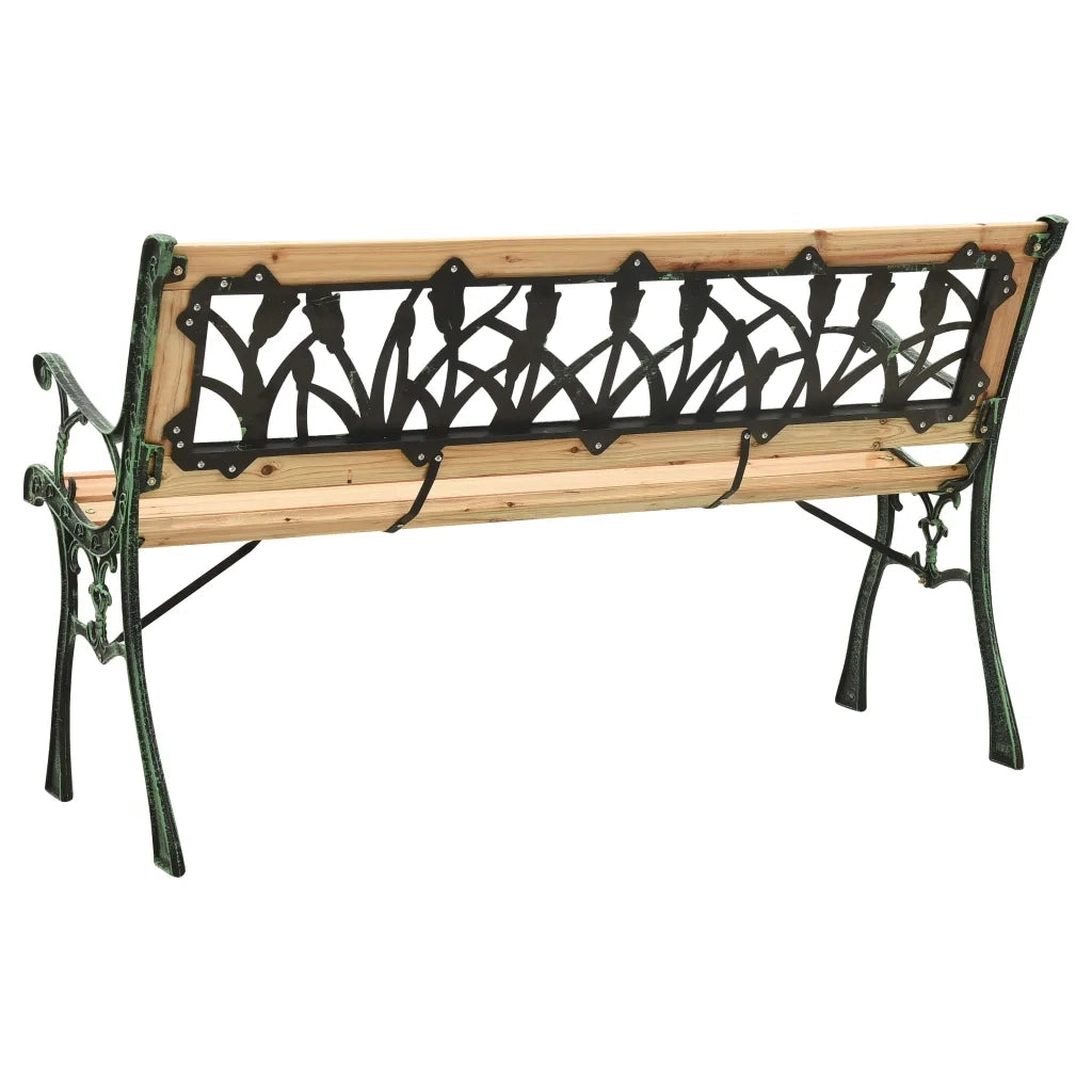 Panchina da Giardino 122 cm in Ghisa e Legno Massello di Abete 312031