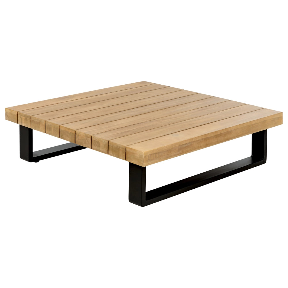 Divano ad Angolo Set da Giardino Bianco Crema e Legno Chiaro Seduta Bassa a 5 Posti con Tavolino