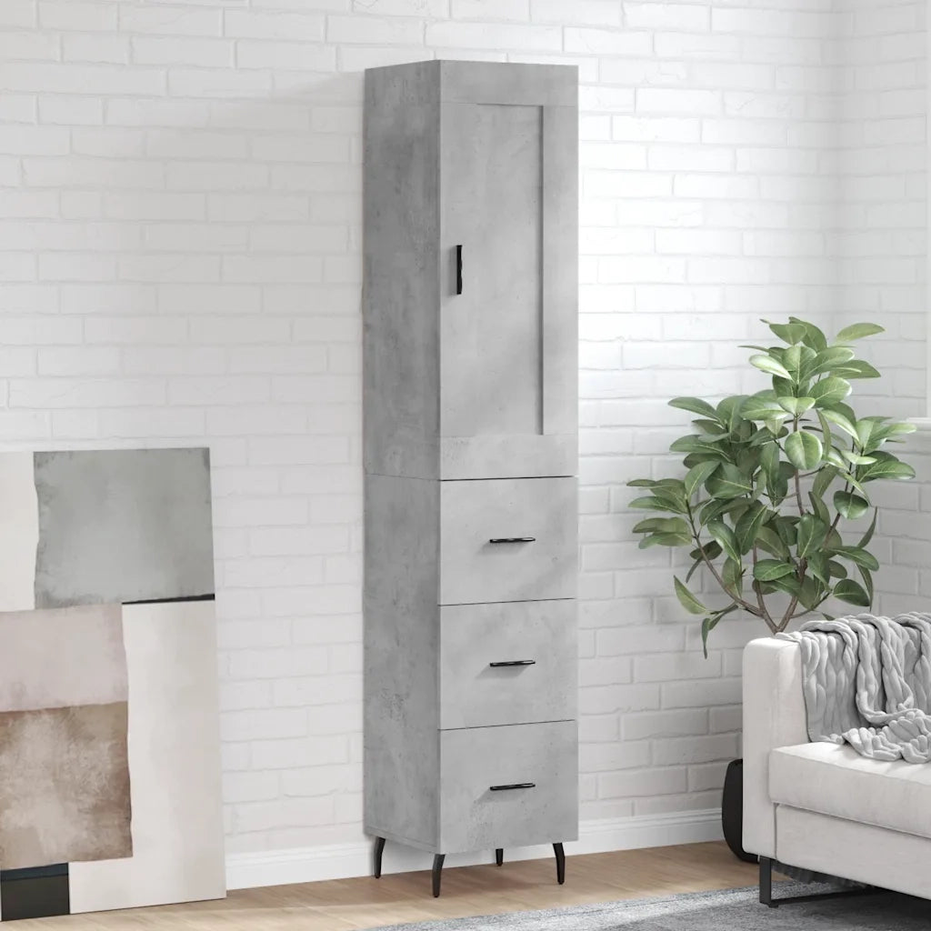 Credenza | Madia | Buffet da pranzo | Armadio da pranzo Grigio Cemento 34,5x34x180 cm in Legno Multistrato