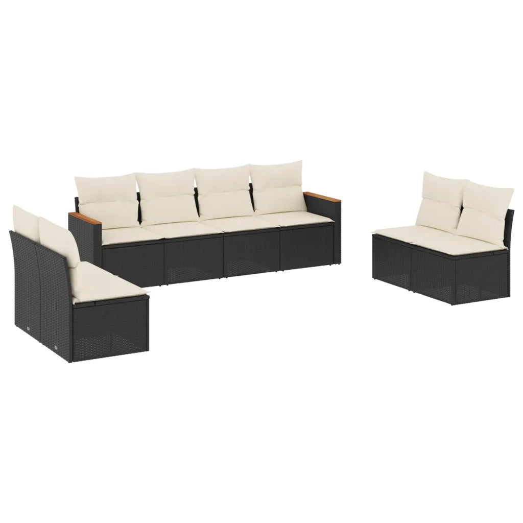Set Divani da Giardino con Cuscini 8 pz Nero in Polyrattan 3258290