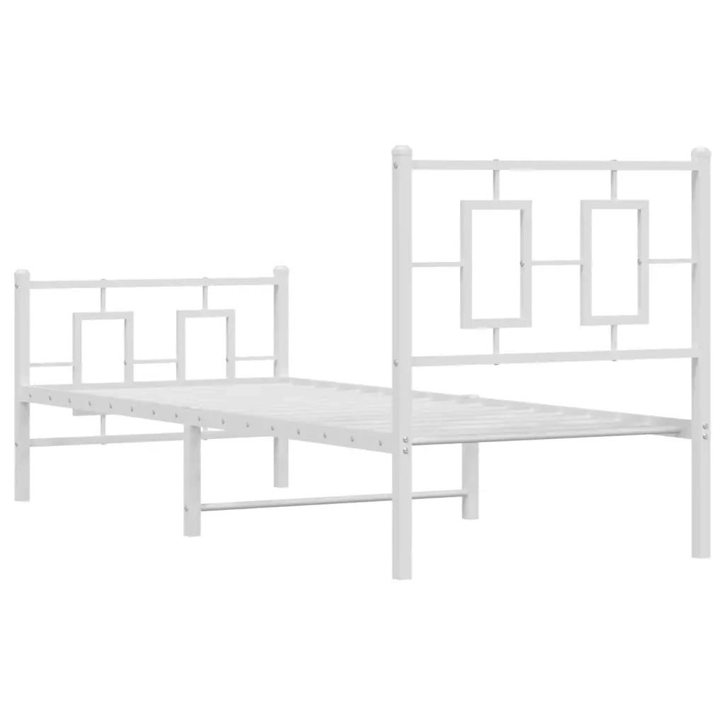 Giroletto con Testiera e Pediera-Struttura Letto Metallo Bianco 75x190 cm 655174