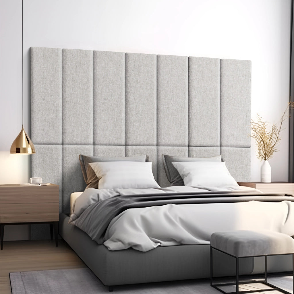 Set Carpino di 2 Pannelli Murali Imbottiti Rivestiti in Tessuto Grigio 90x30 cm [neu.haus]