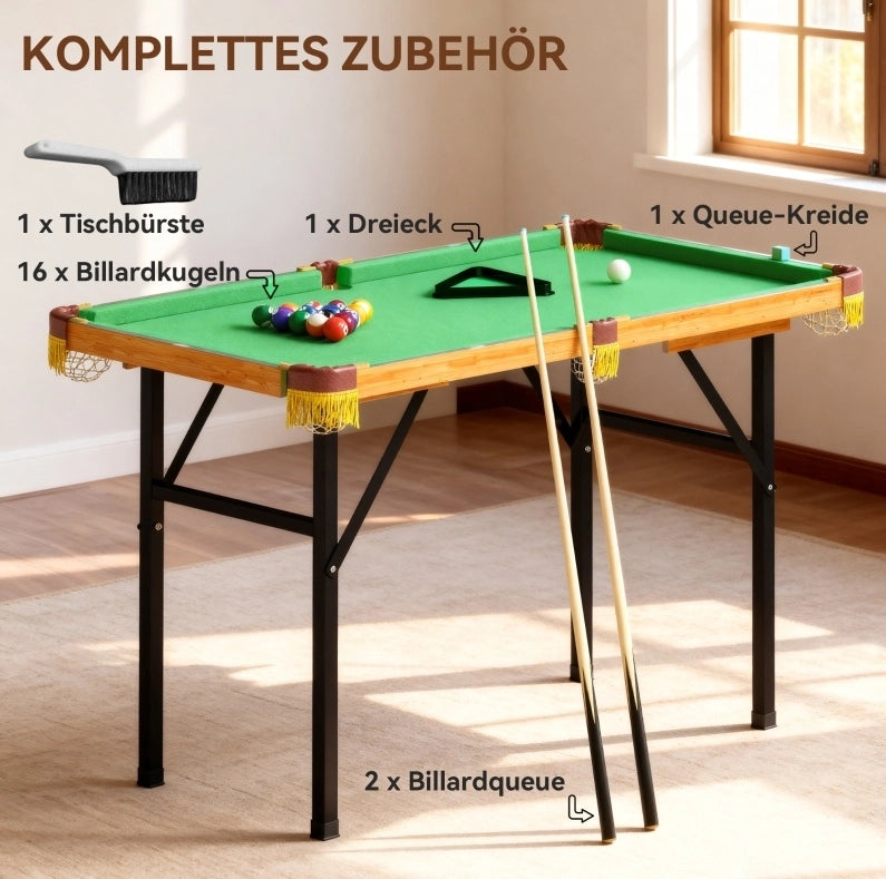 TAVOLO DA BILIARDO Pieghevole 120 cm Verde con Accessori