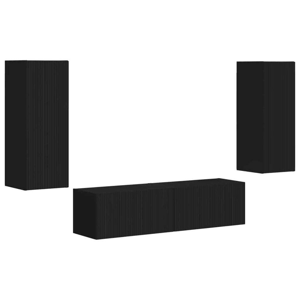 Set mobile TV Montaggio a parete 2 pz-Credenza per TV Nero Legno multistrato