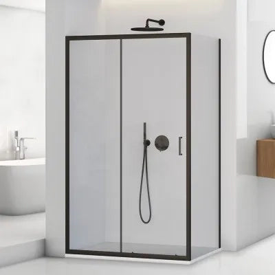 Box doccia angolare 70x100 cm scorrevole con profilo nero opaco  Tay