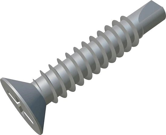 Viti a Tappo Auto, Testa Pianeggiante, Testa Piatta, Fusto a Viti Phillips - Pacchetto da 100 - Rivestito di Zinco - Fissaggio di lastre di metallo, tegole, finestre - Viti a Tappo Auto DIN7504 P - 3,5 mm x 13 mm