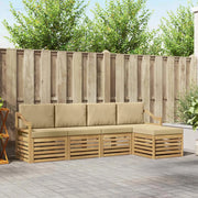 Set di divani da esterno 5 pcs Bianco e Beige Poliestere