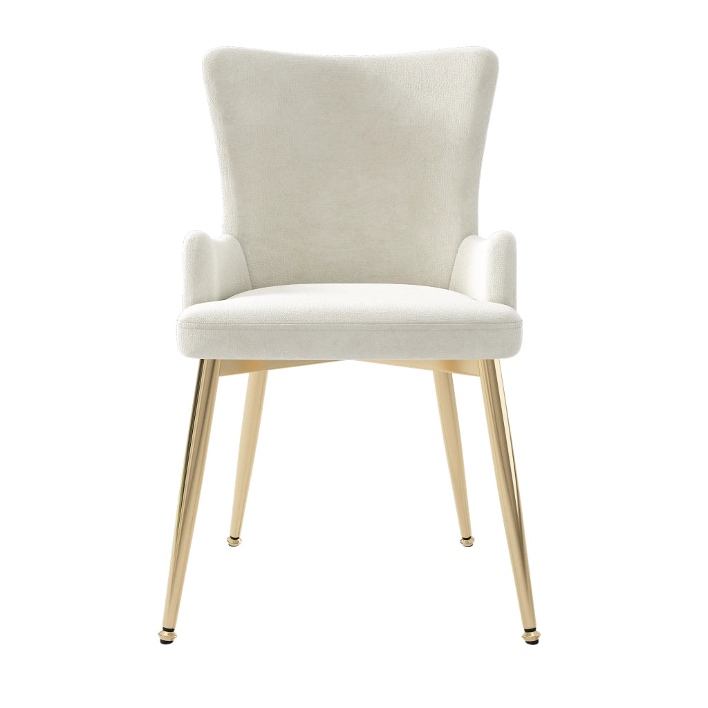 Set di 6 sedie da pranzo in velluto beige con gambe in metallo