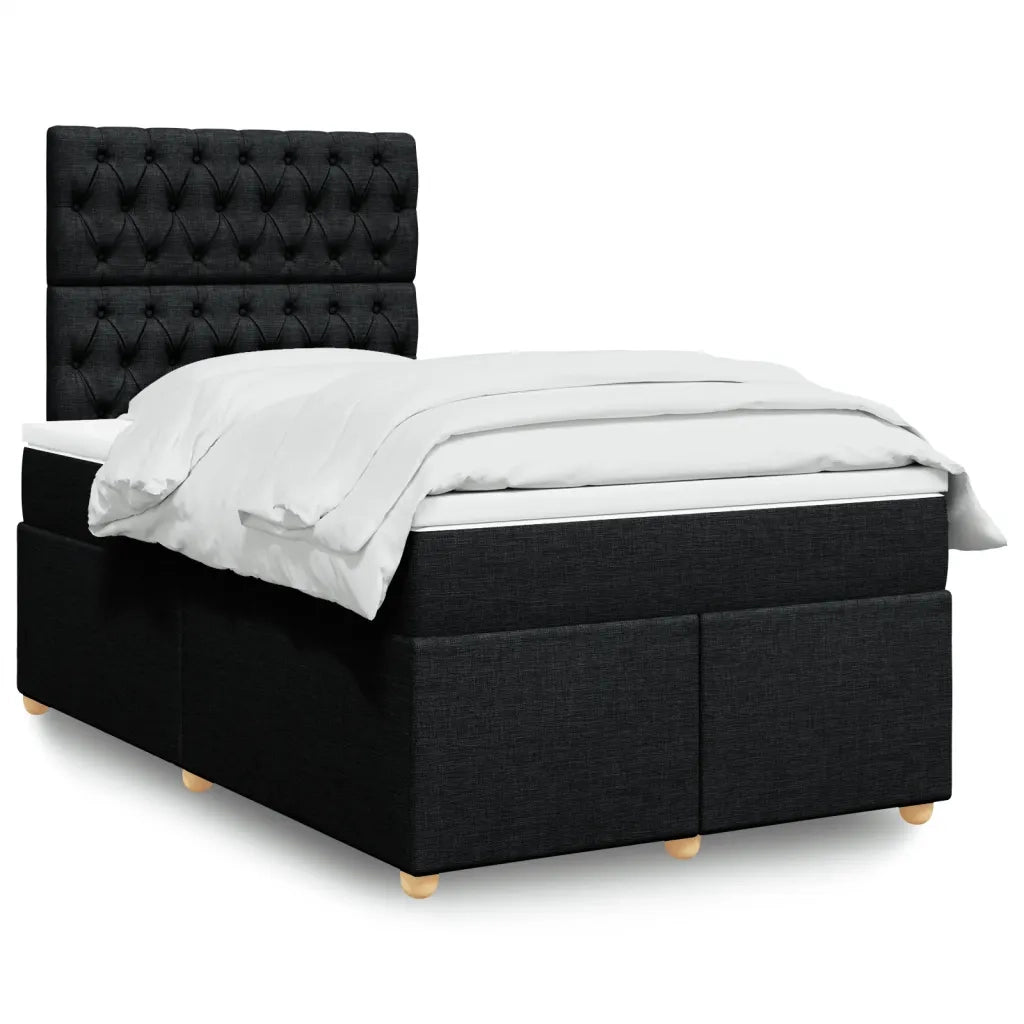 Giroletto a Molle con Materasso Nero 120x200 cm in Tessuto