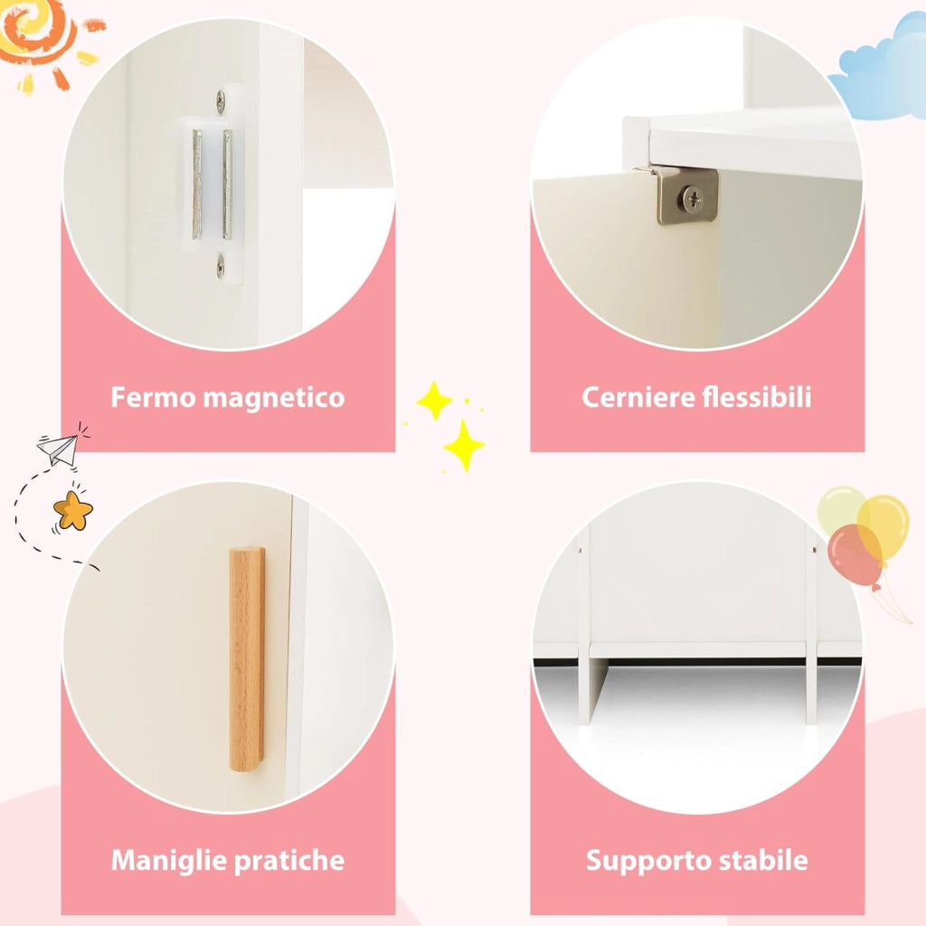 Cucina Giocattolo per Bambini, Set da Cucina in Legno con Cappa Aspirante e Frigorifero Realistici, con Utensili da Cucina in Legno, per Bambini 3+ Anni