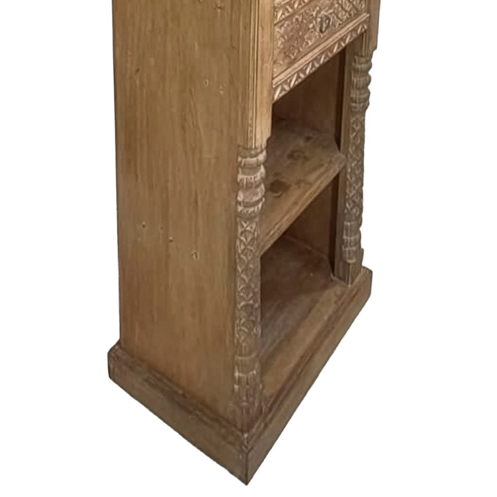 Libreria in legno con finitura artigianale marrone, 57x38x180h cm