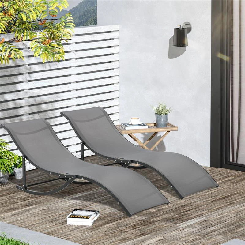 SET 2 SDRAIO DA GIARDINO PIEGHEVOLI 61 X 165 X 63 CM COLORE GRIGIO SCURO