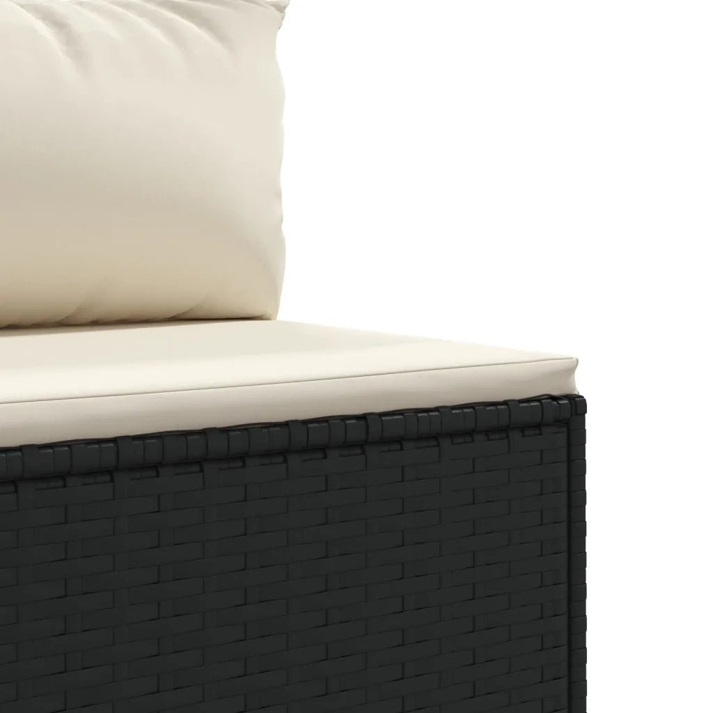 Set Mobili da Giardino 6 pz con Cuscini in Polyrattan Nero 3308016
