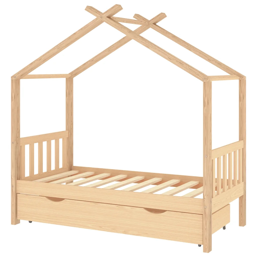 Giroletto per Bambini con Cassetto Legno Massello Pino 80x160cm 322146