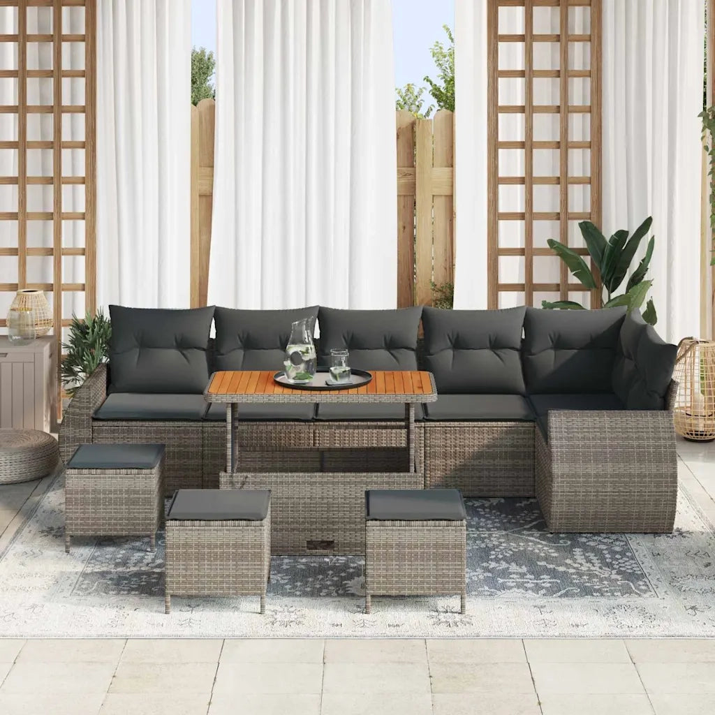 Set Divano da Giardino 10 pcs Grigio polyrattan 3361903