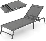 Lettino da giardino pieghevole con schienale regolabile in 5 posizioni, sedia a sdraio portatile, per terrazza, giardino e balcone, portata fino a 150 kg