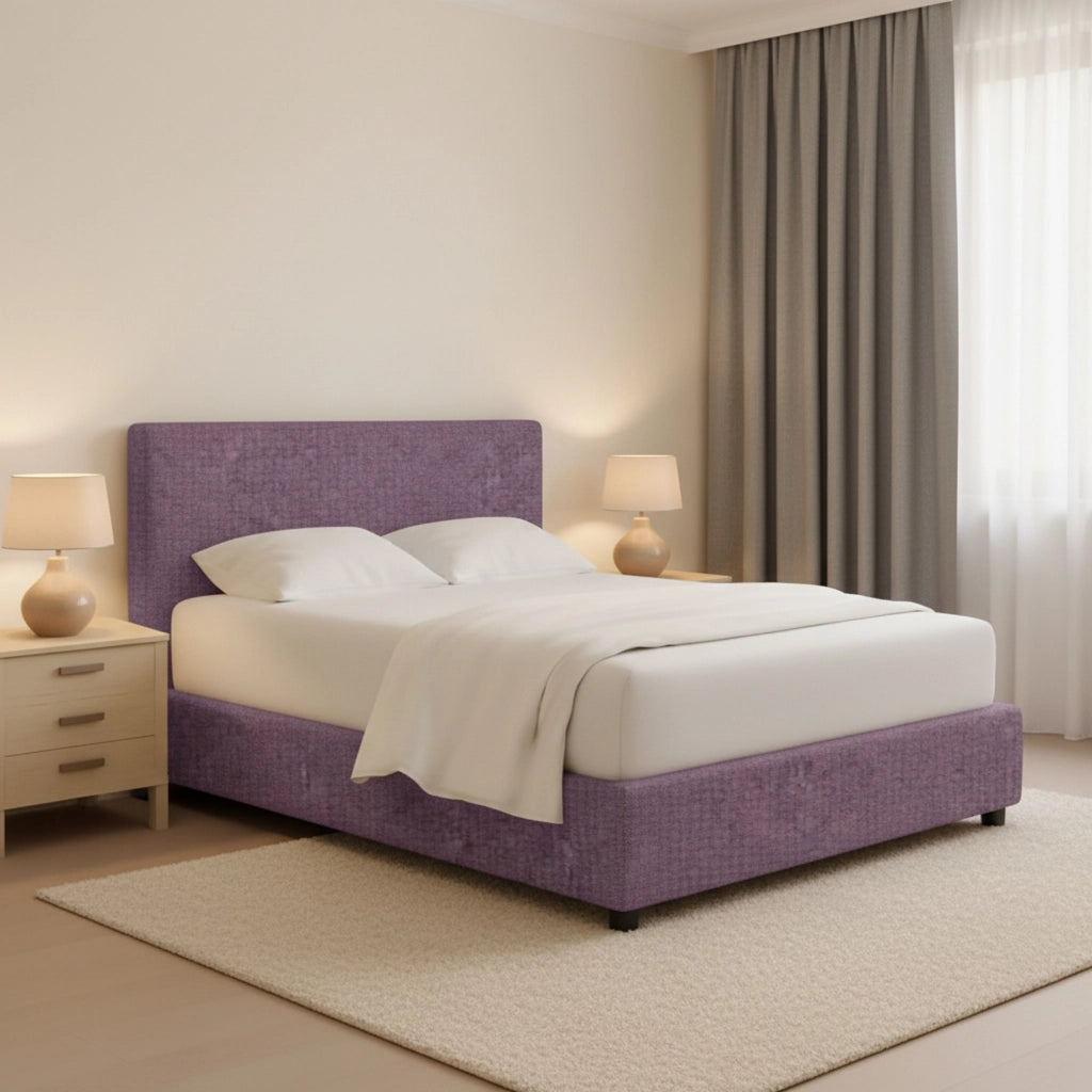 Widnes, Letto Matrimoniale Sfoderabile Made in Italy, Viola Lilla