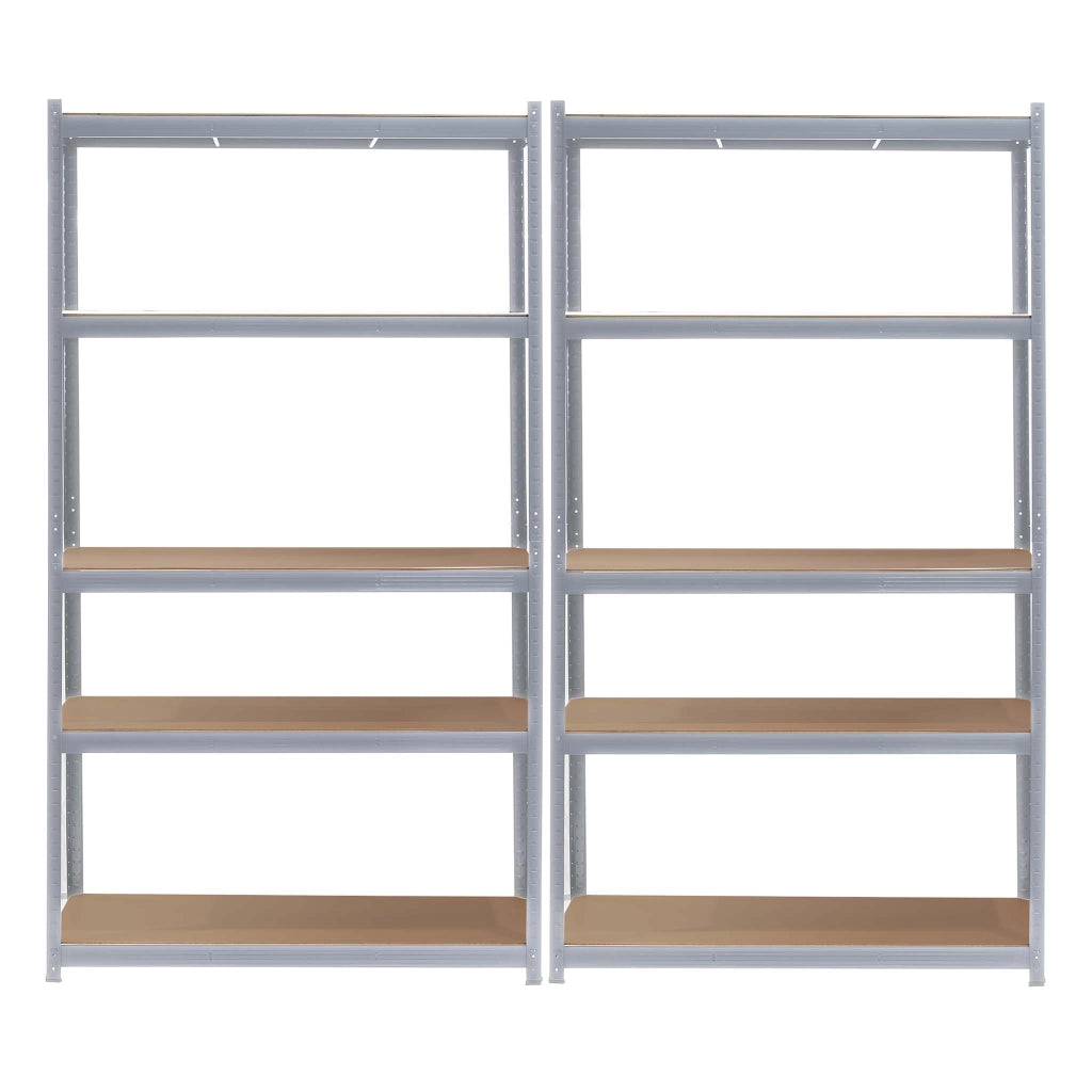 Set 2x Scaffali zincati a incastro per carichi pesanti 100x60x200cm 5 ripiani 200kg/piano