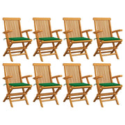 Sedie da Giardino con Cuscini Verdi 8 pz in Massello di Teak cod mxl 7386