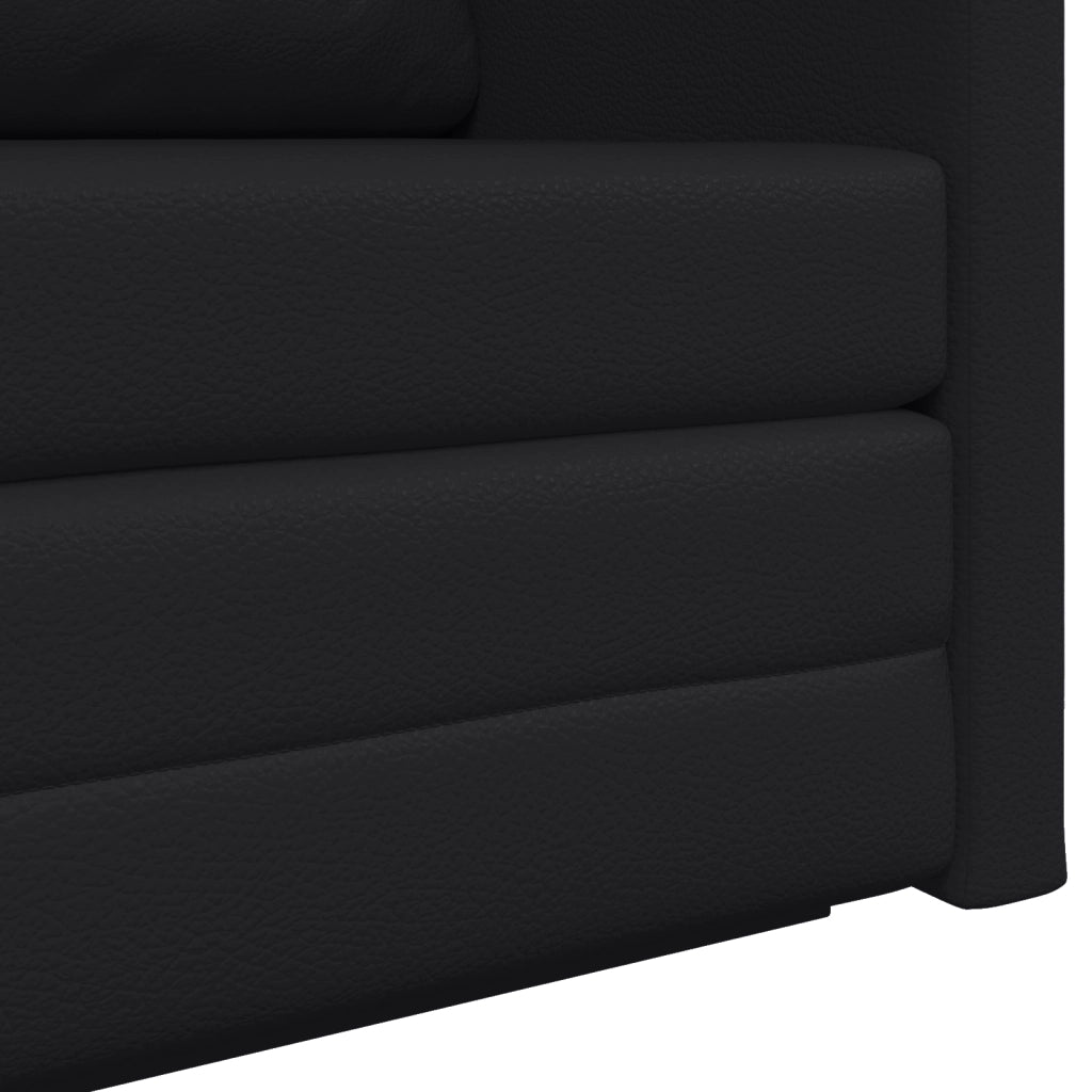 Divano a Terra Letto 2-in-1 Nero 124x71x78 cm Pelle Sintetica