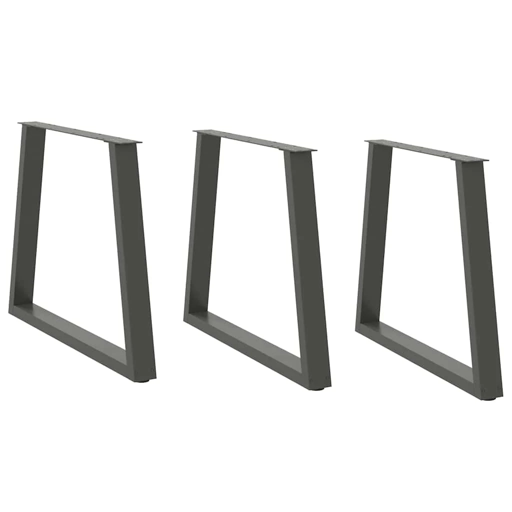 Set di 3 gambe per tavolo da pranzo moderne e geometriche 80 x 73 cm con piedini regolabili in acciaio antracite 02_0056878