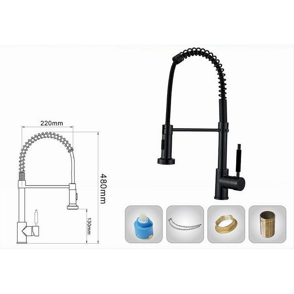 Trade Shop - Miscelatore Rubinetto Con Doccetta Lavello Canna Alta Isola Per Cucina Nero 87467 -