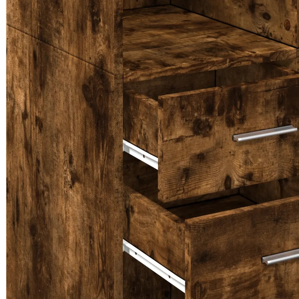Credenza-Buffet-Armadio da cucina Rovere Fumo 70x42,5x185 cm in Legno Multistrato 193118