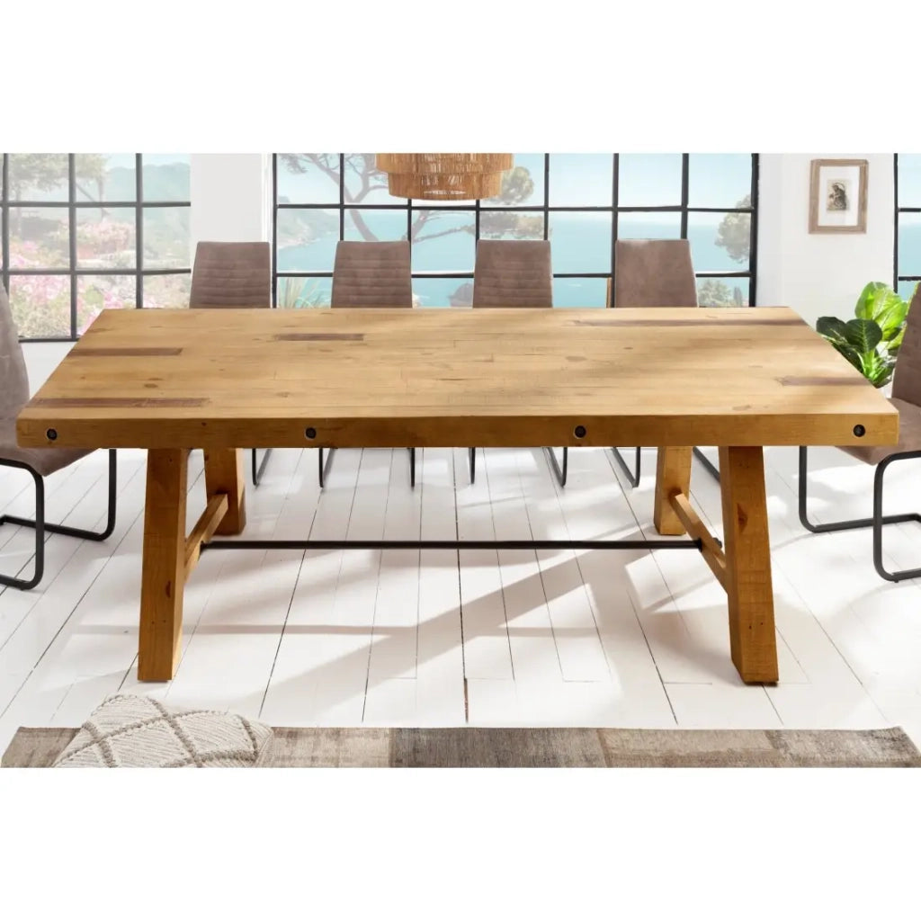Tavolo da pranzo RANCHO – Legno di pino riciclato verniciato – 240 cm – Stile rustico