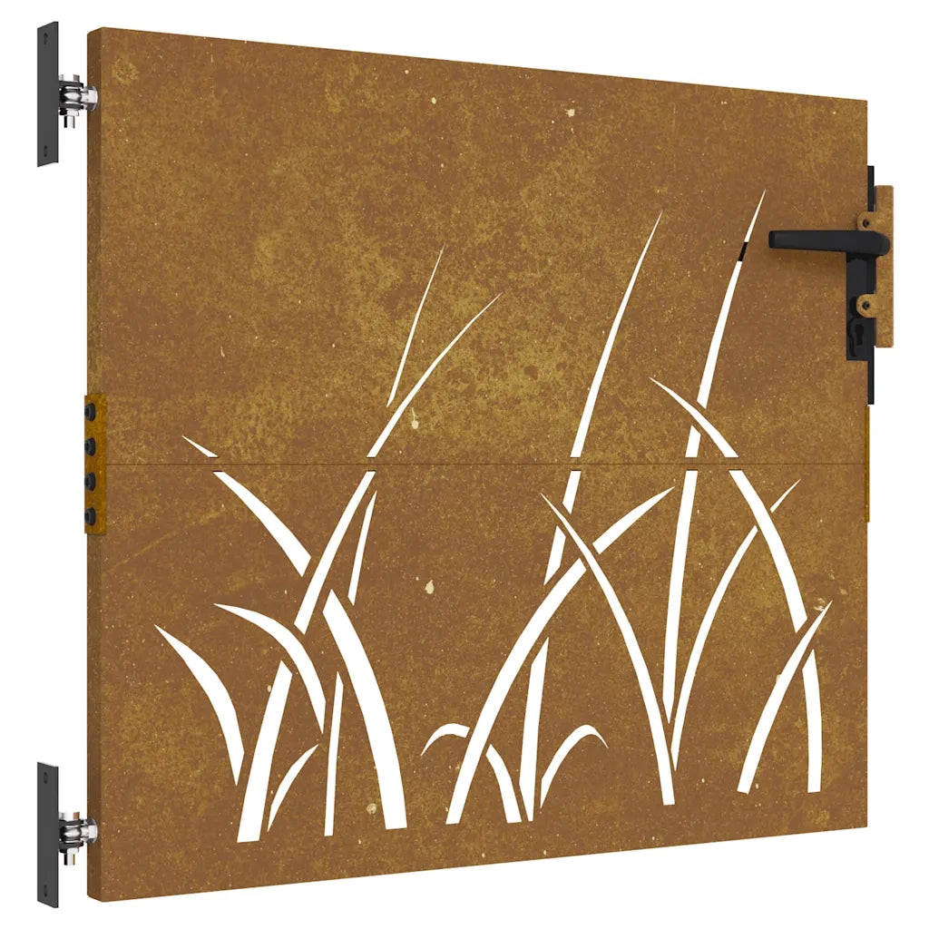 Cancello da Giardino 85x100 cm in Acciaio Corten Design Erba
