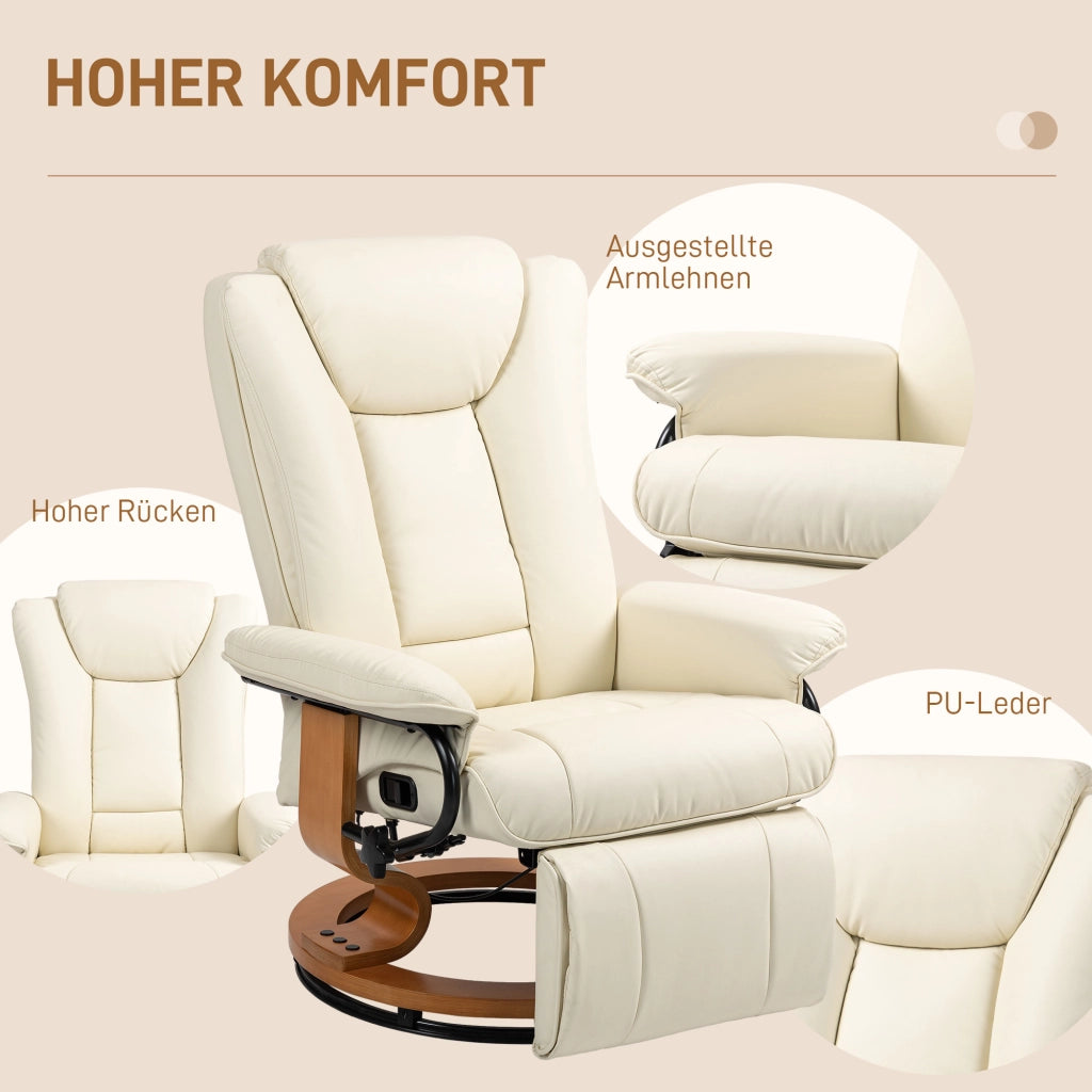 Poltrona relax girevole reclinabile in similpelle crema ¨C zephmum ¨C 150 kg