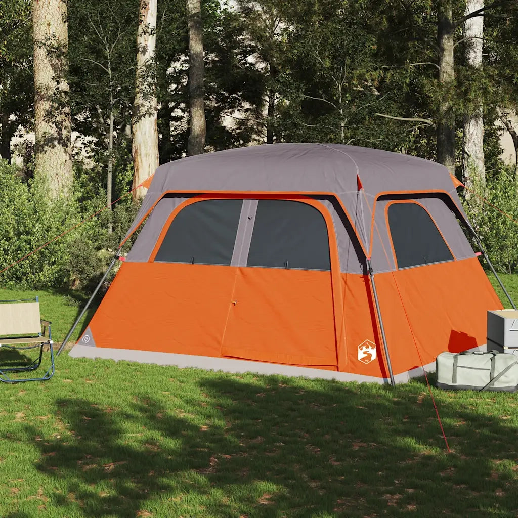 Tenda Familiare a Cabina 6 Persone-Tenda da campeggio Arancione Impermeabile